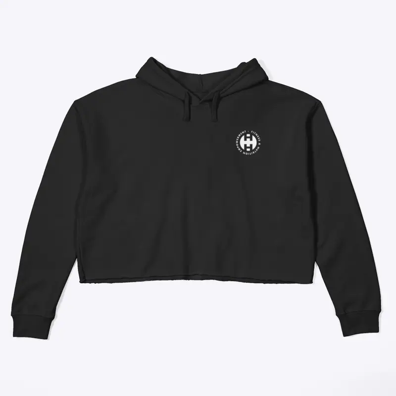 Woman's Crop Hoodie White Logo